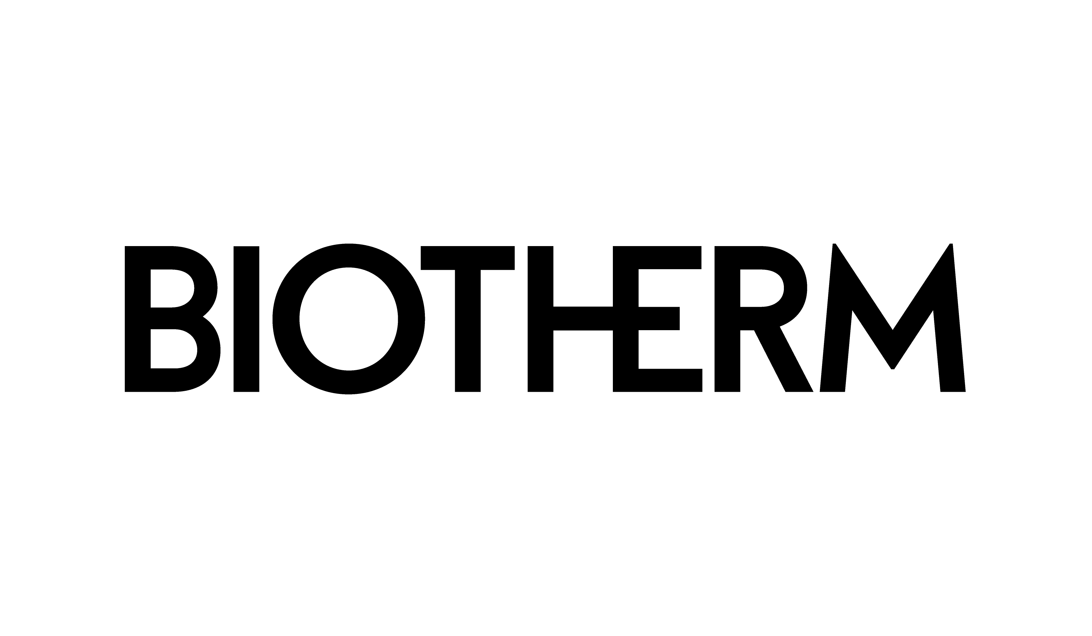 Logotipo de BIOTHERM en letras mayúsculas blancas sobre fondo negro.